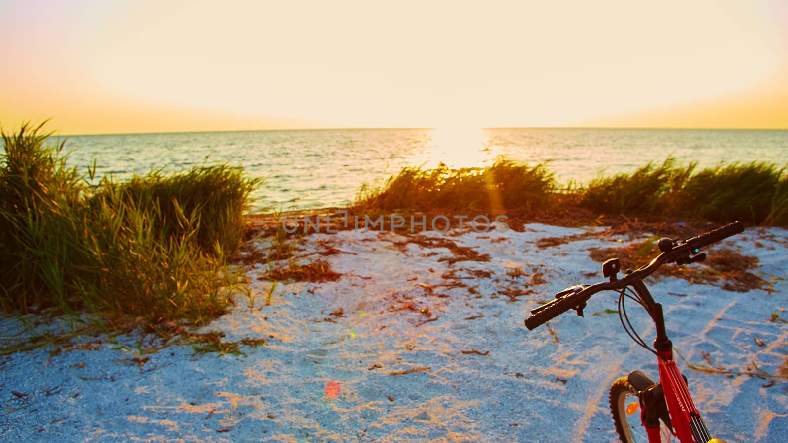 Bicycle at the beach on twilight time