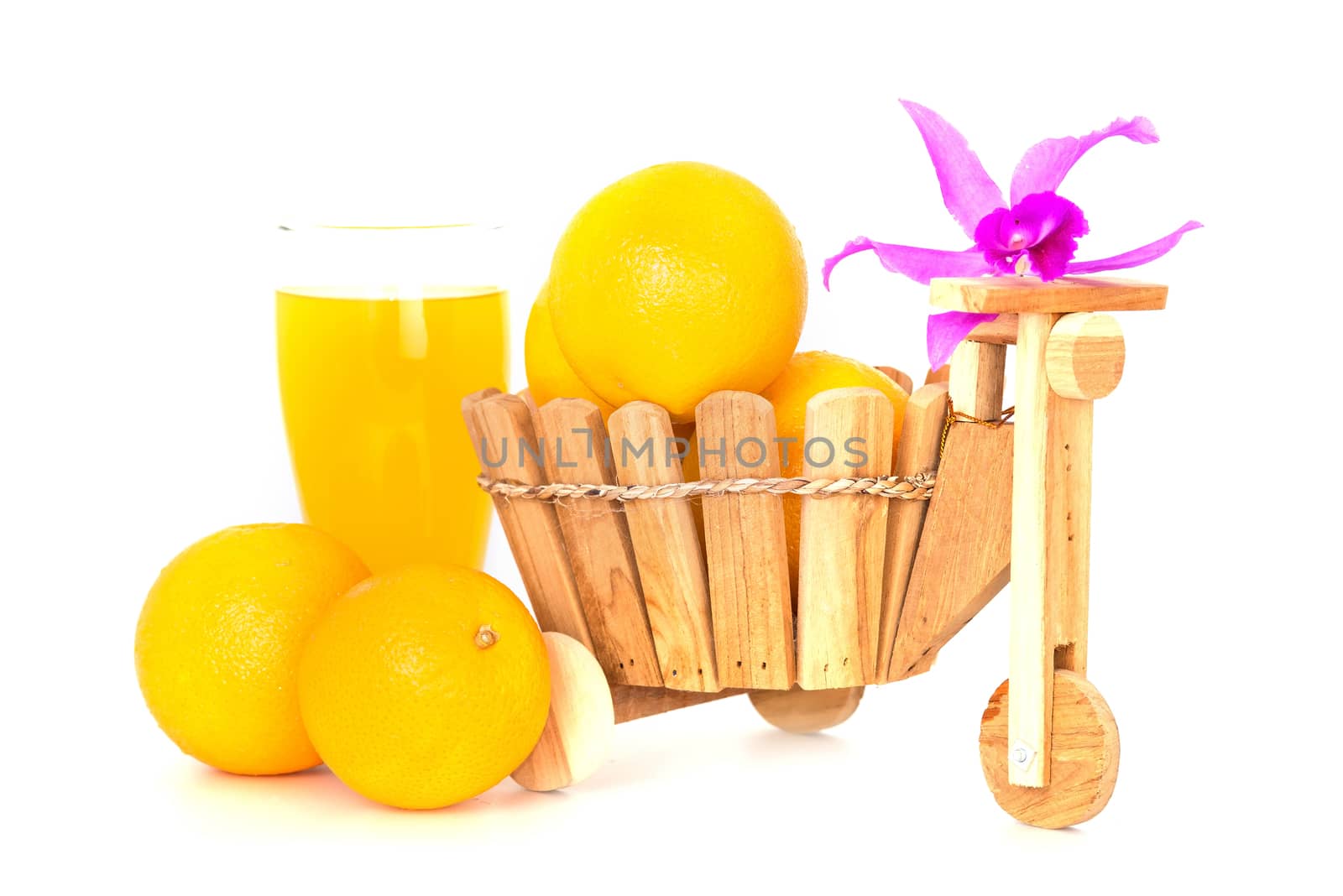 Orange fruit in white bowl on white background .