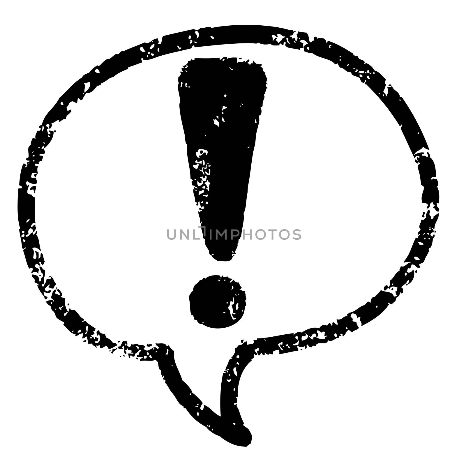 freehand sketch illustration of exclamation mark in speech bubble icon, doodle hand drawn