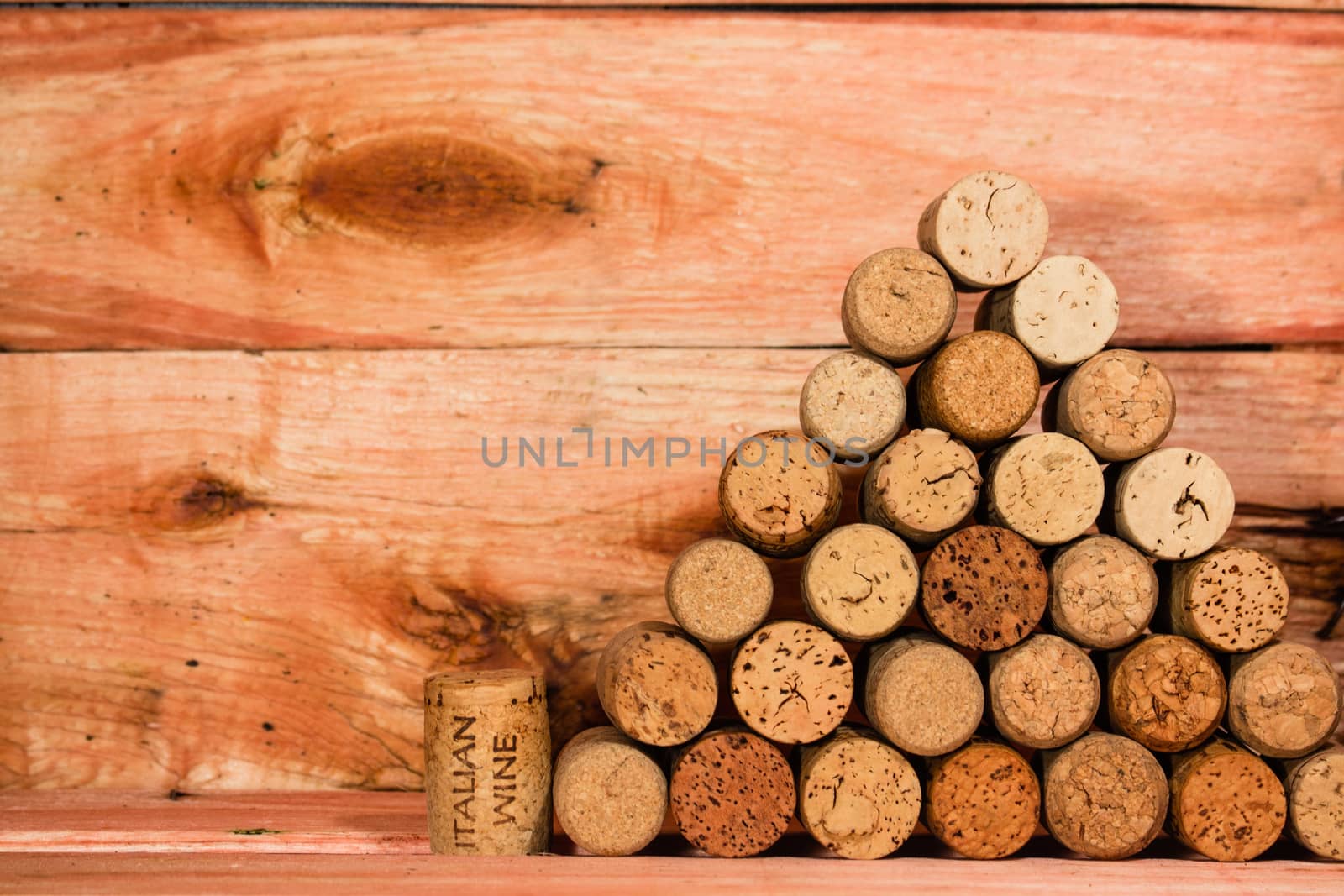 Stack of a cork wine with differente variation.