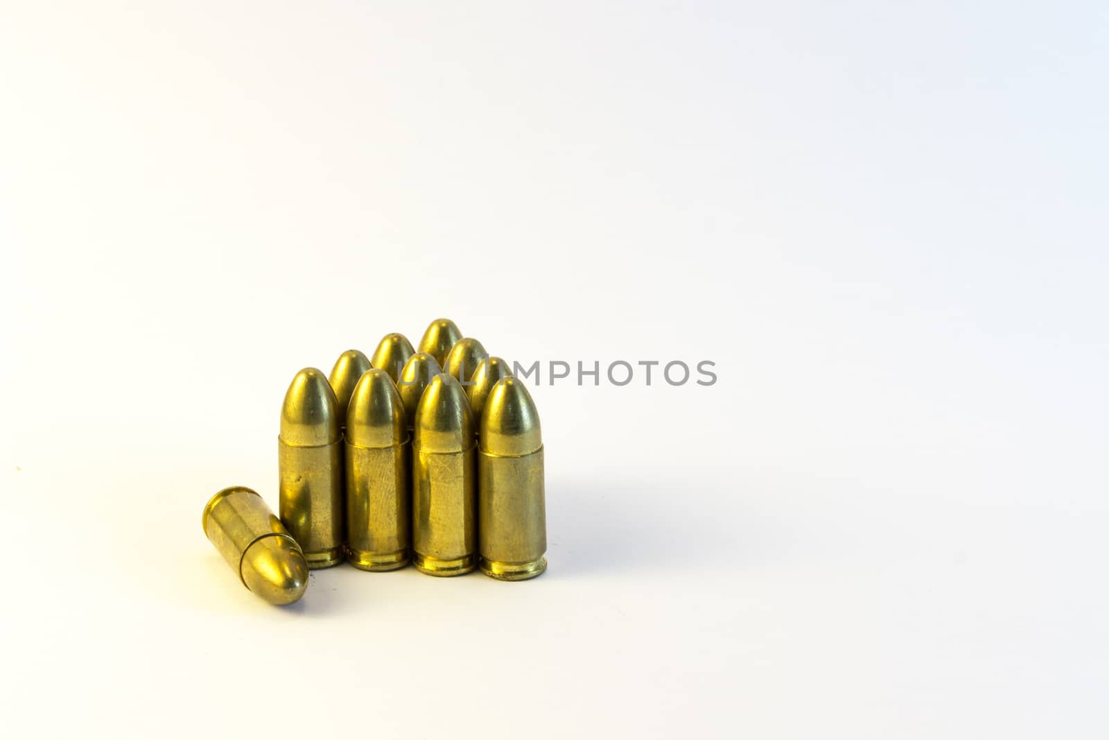 The bullets on white background