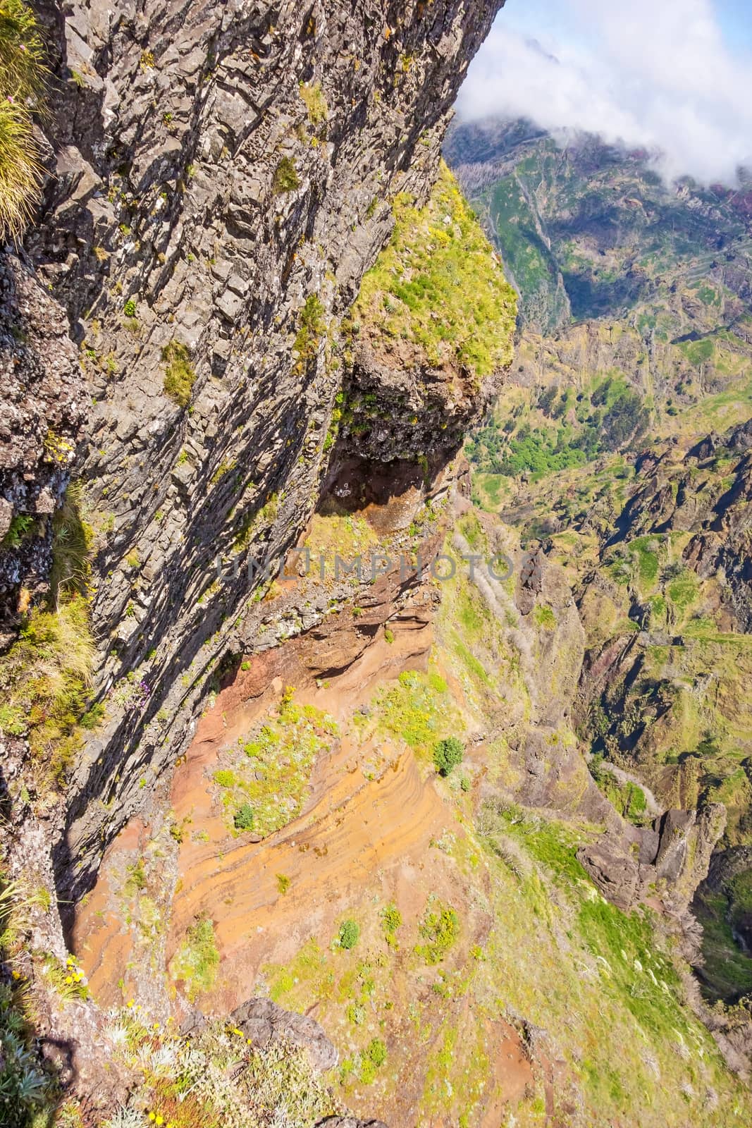Colorful volcanic mountain landscape - Pico do Arieiro to Pico Ruivo, Madeira, Portugal
