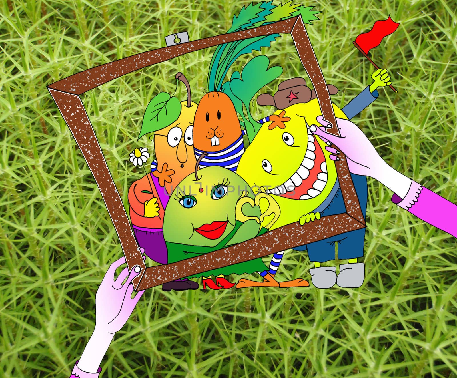 painted a picture of fruits and vegetables in the frame of the portrait.







painted a picture of the fruit in the frame of the portrait.