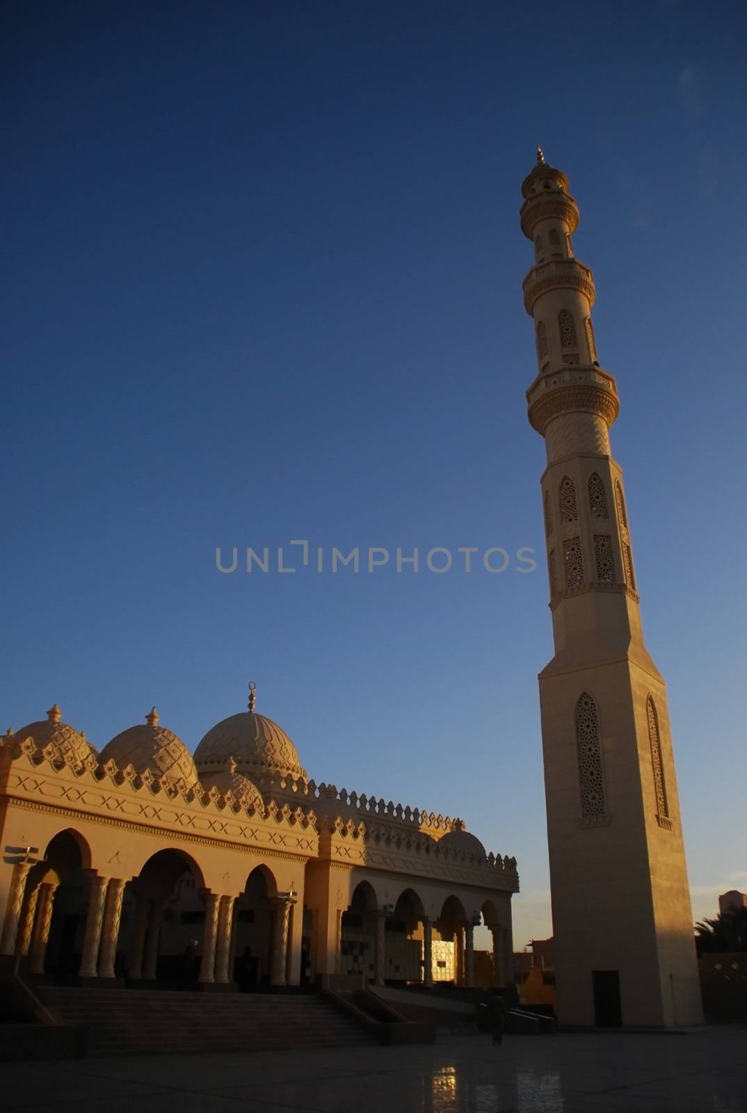 the top of the cathedral in Egypt evening