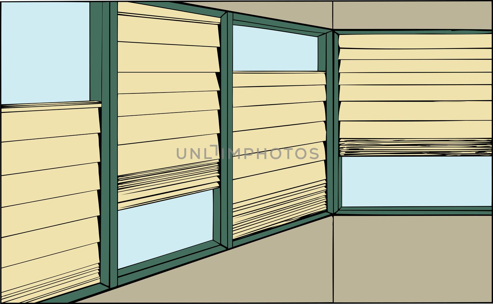 Illustration of windows with half-open horizontal windows