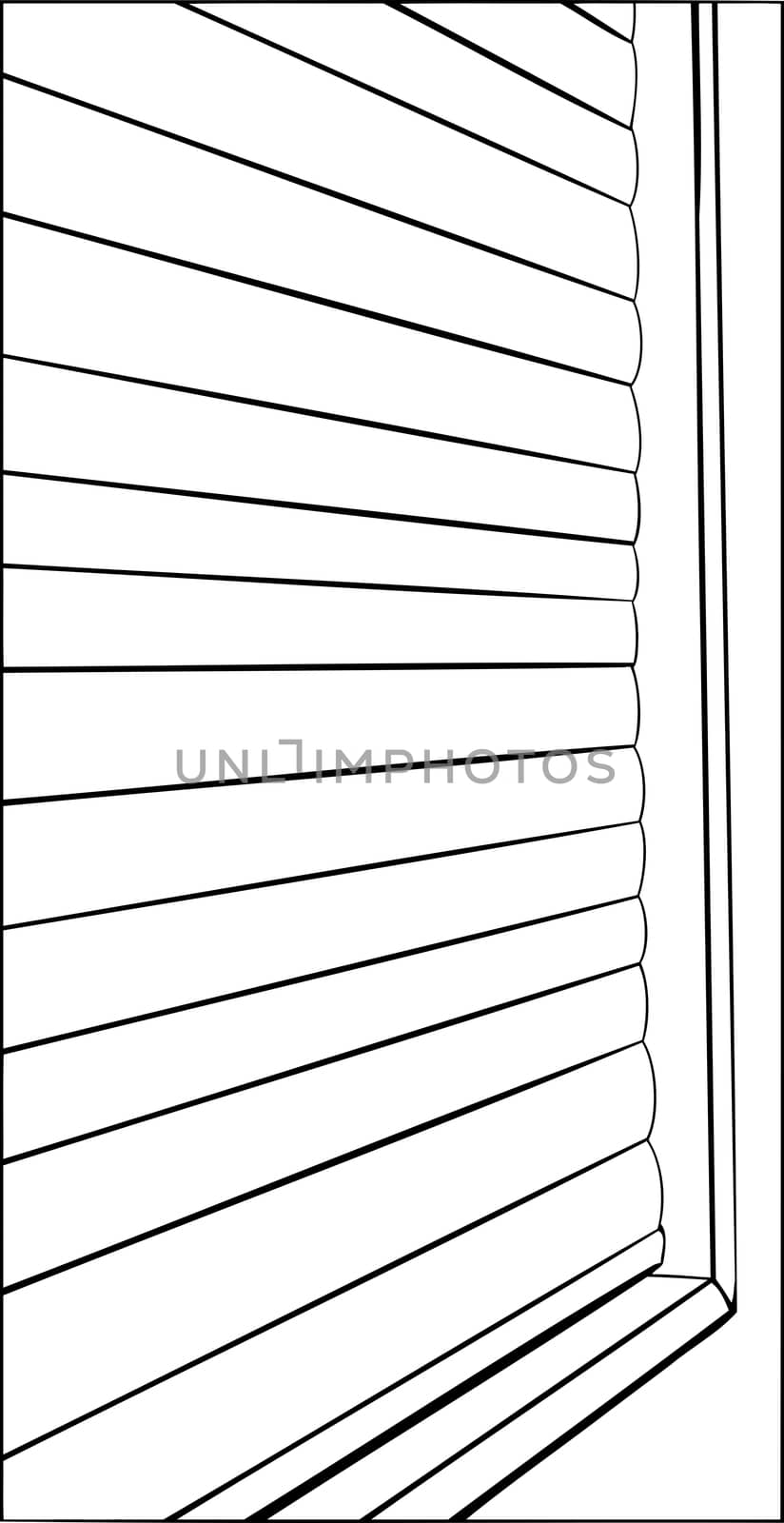 Illustration of window with closed blinds close up