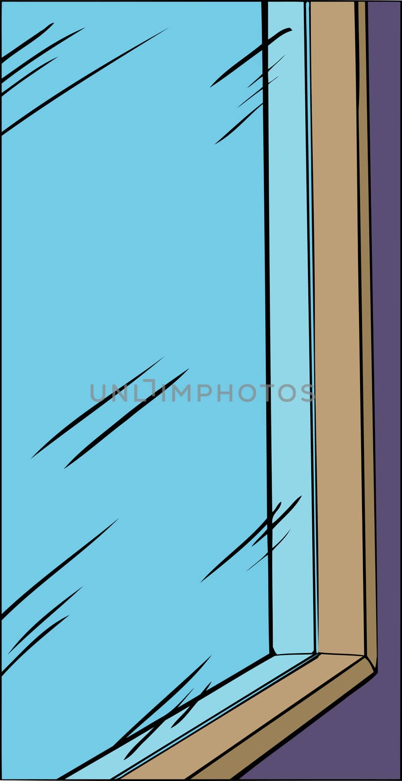 Close up illustration of glass window from inside