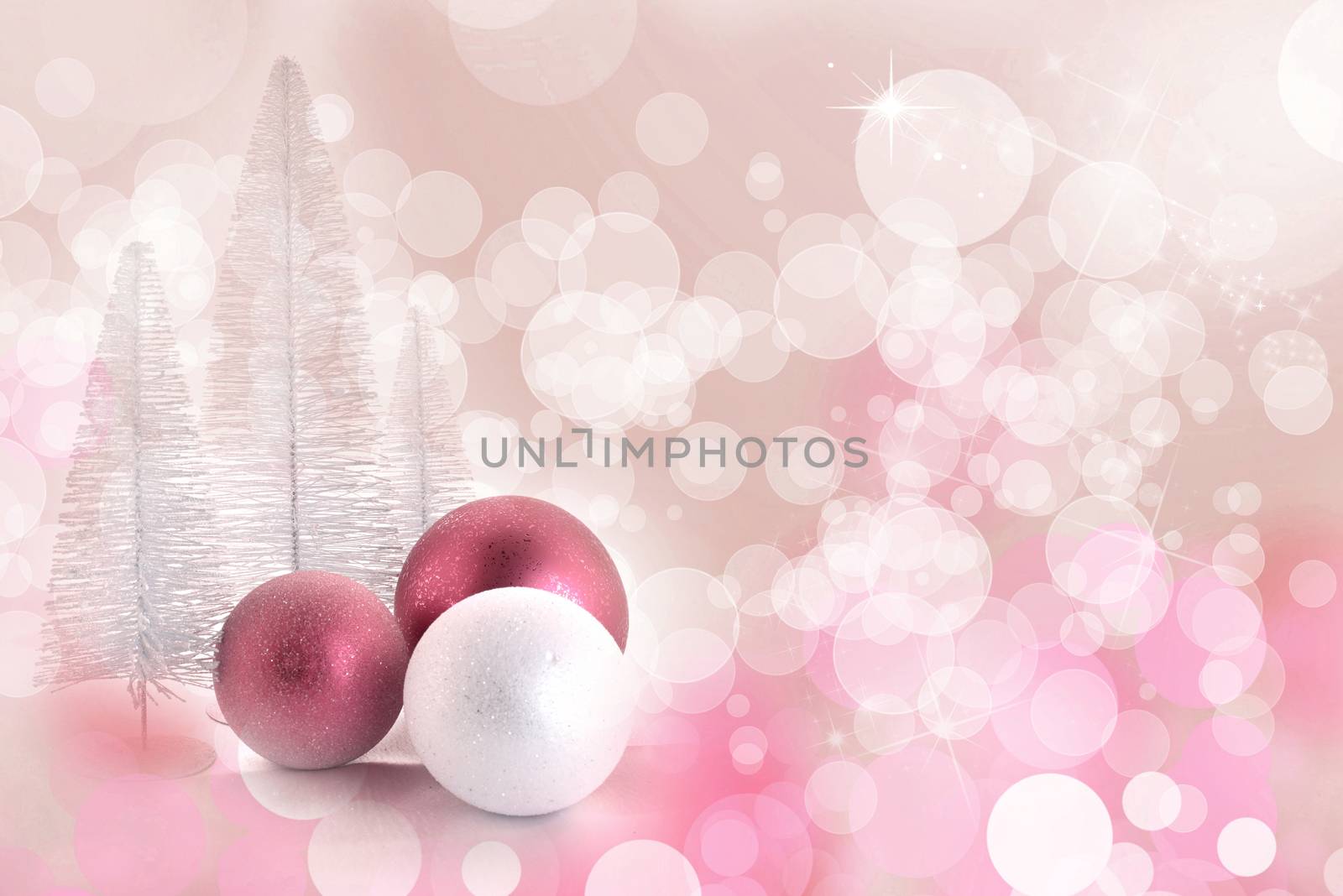 Chtistmas decor over red bokeh background