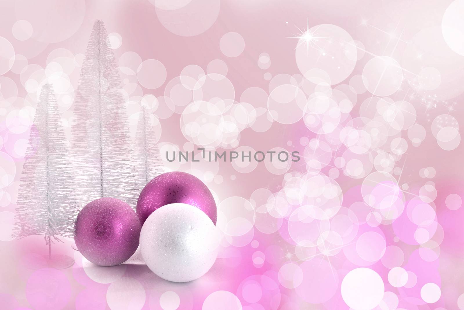 Chtistmas decor over pink bokeh background