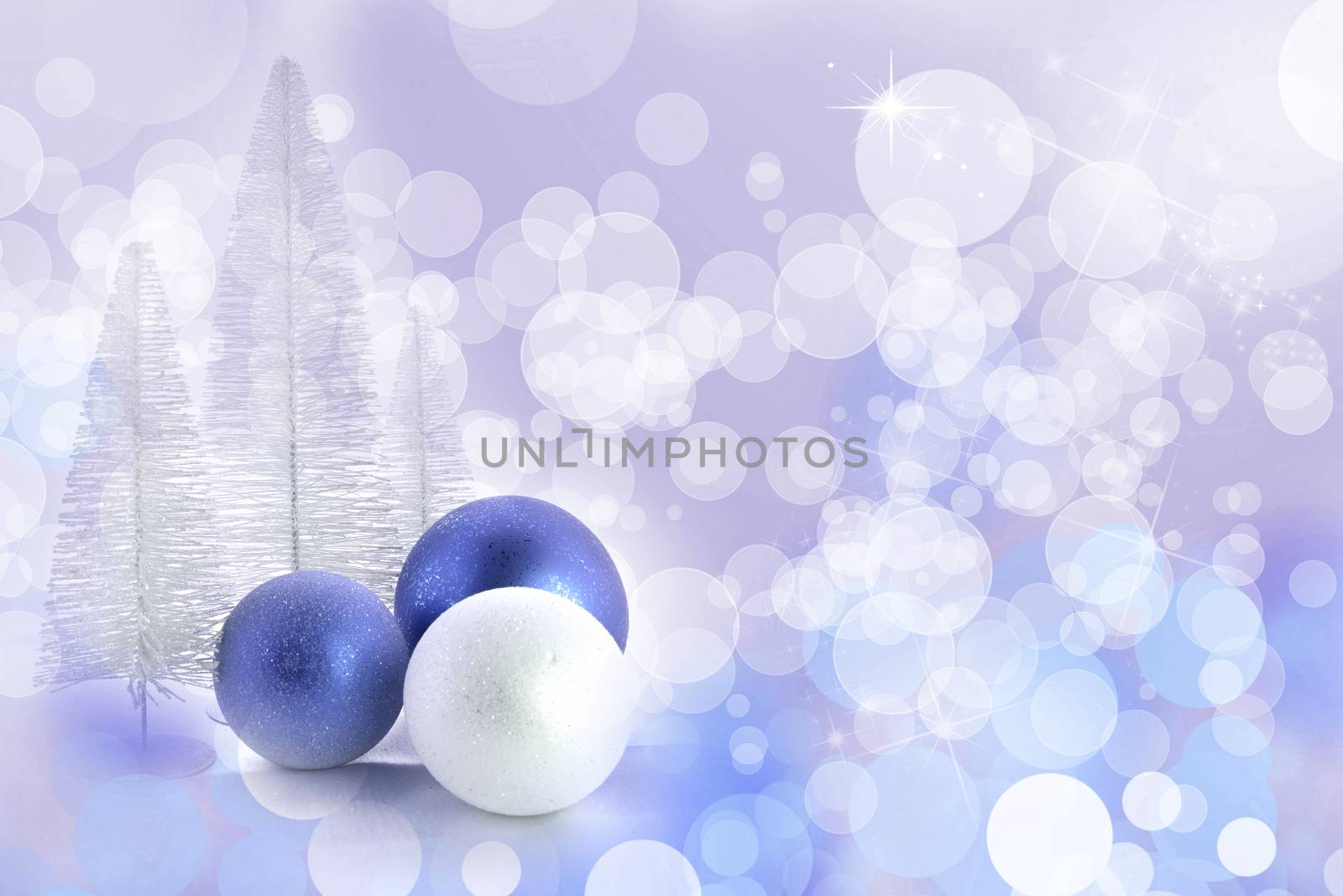 Chtistmas decor over blue bokeh background