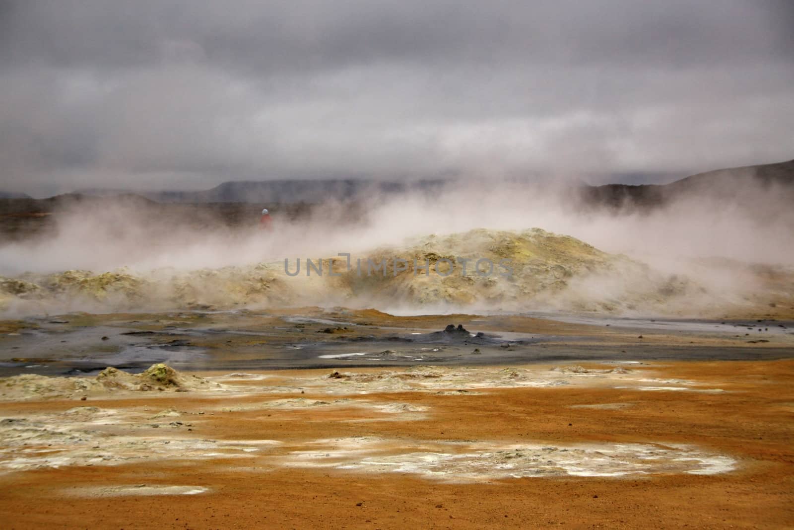 volcano and geyser in national park,Iceland