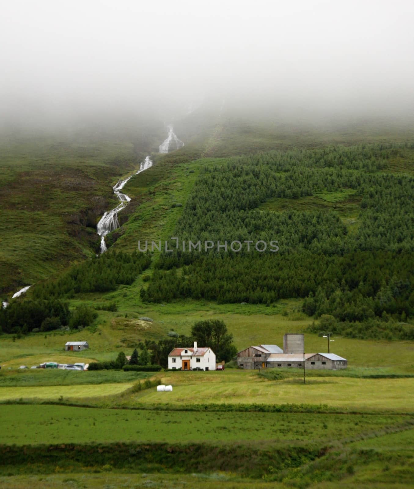 Iceland,houses and waterfall by jnerad