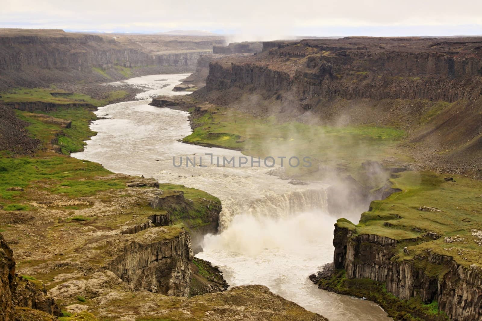 Big Waterfall,beautifull canyon and river in Iceland