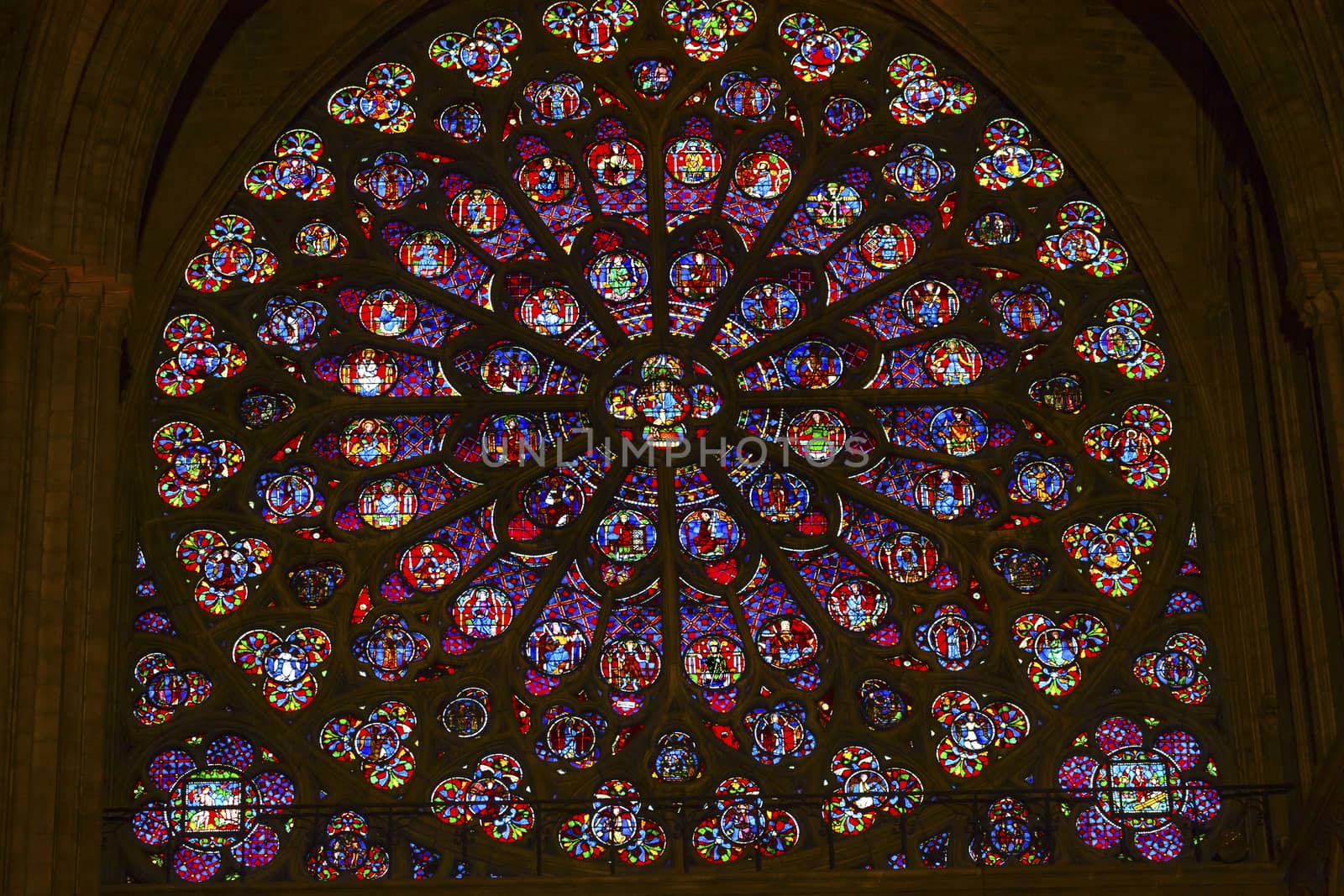 South Rose Window Jesus Christ Stained Glass Notre Dame Paris by bill_perry