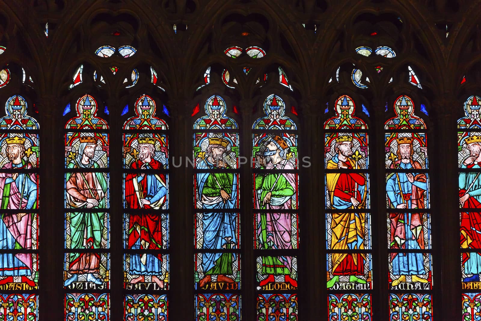 Kings Stained Glass Notre Dame Cathedral Paris France by bill_perry