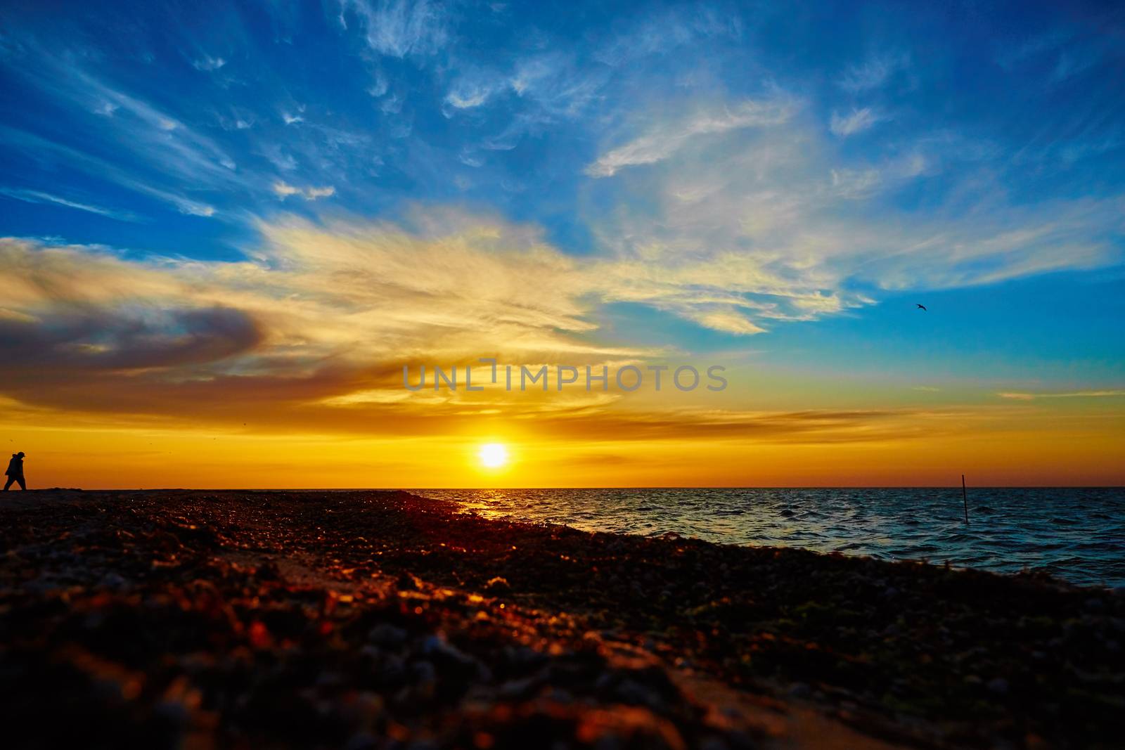 Sunset over the ocean. sunset at coast of the sea