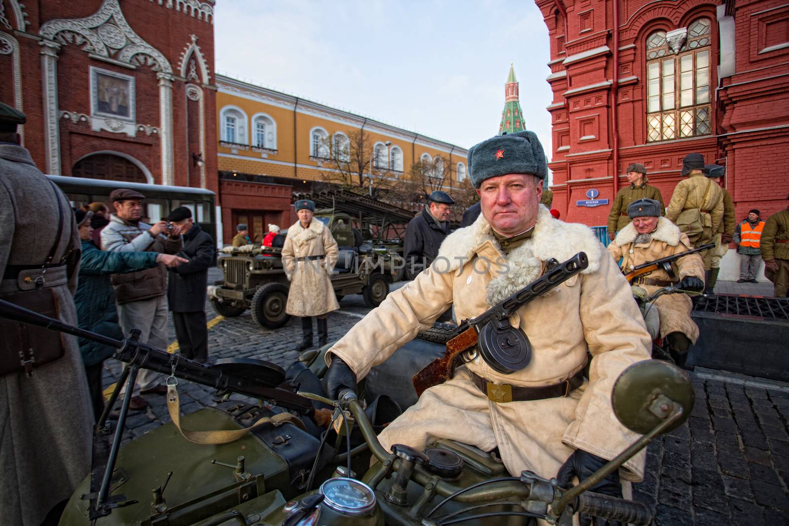 RUSSIA, Moscow: Several thousand servicemen march across the Red Square in commemoration of the historical 1941 military parade in Moscow, Russia, on November 7, 2015. 