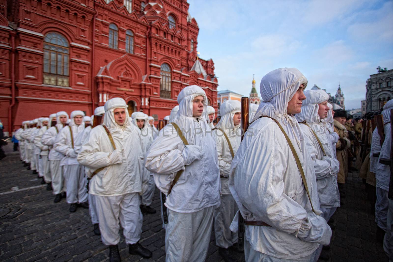 RUSSIA, Moscow: Several thousand servicemen march across the Red Square in commemoration of the historical 1941 military parade in Moscow, Russia, on November 7, 2015. 