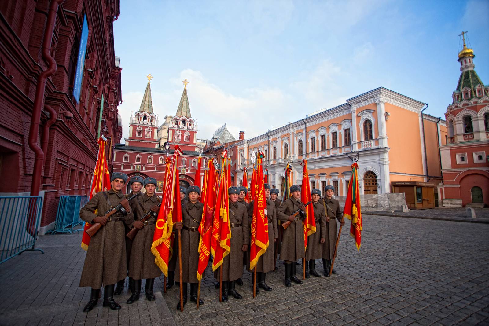 RUSSIA, Moscow: Several thousand servicemen march across the Red Square in commemoration of the historical 1941 military parade in Moscow, Russia, on November 7, 2015. 