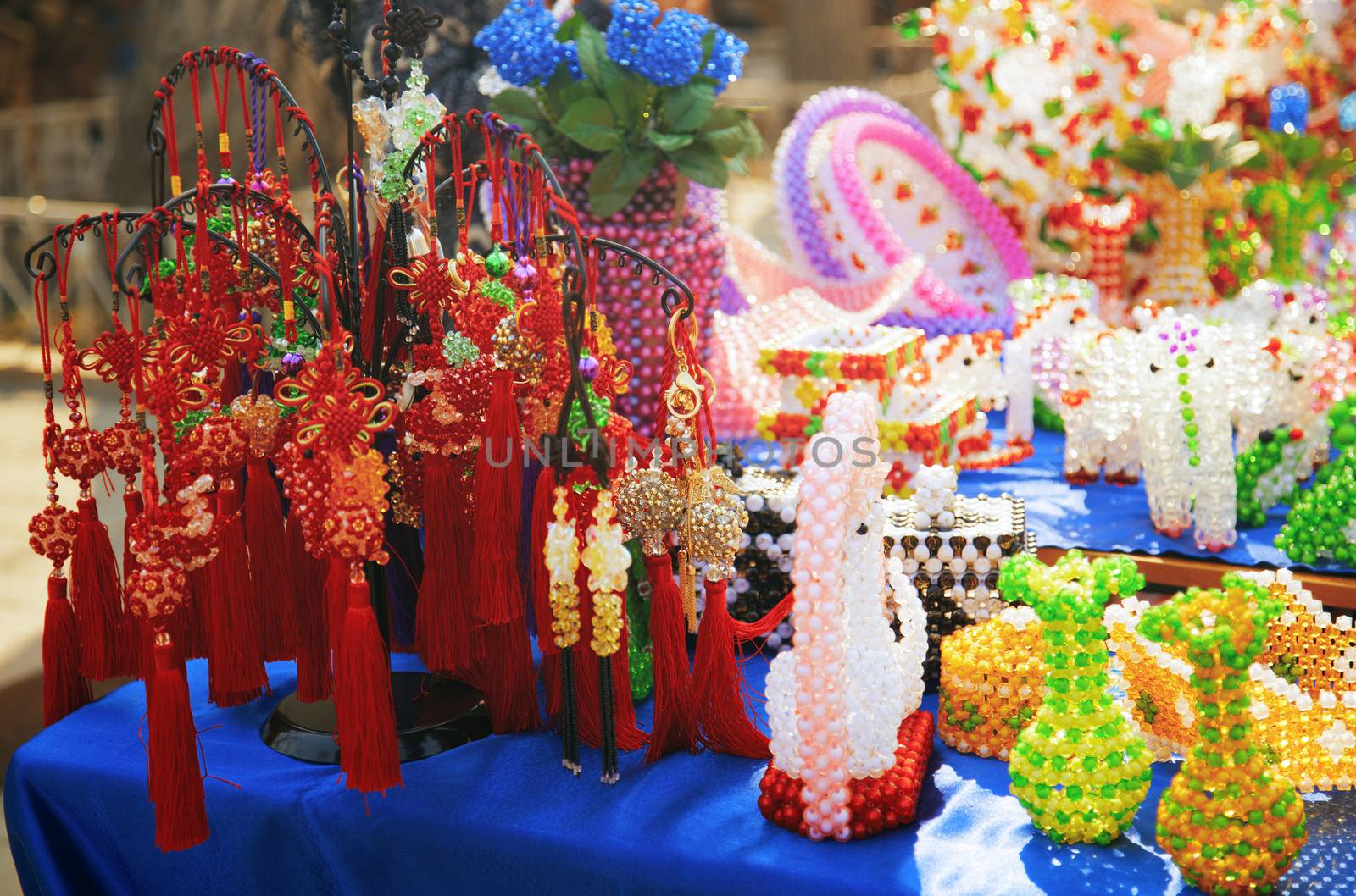 Handmade items in the open-air flea market