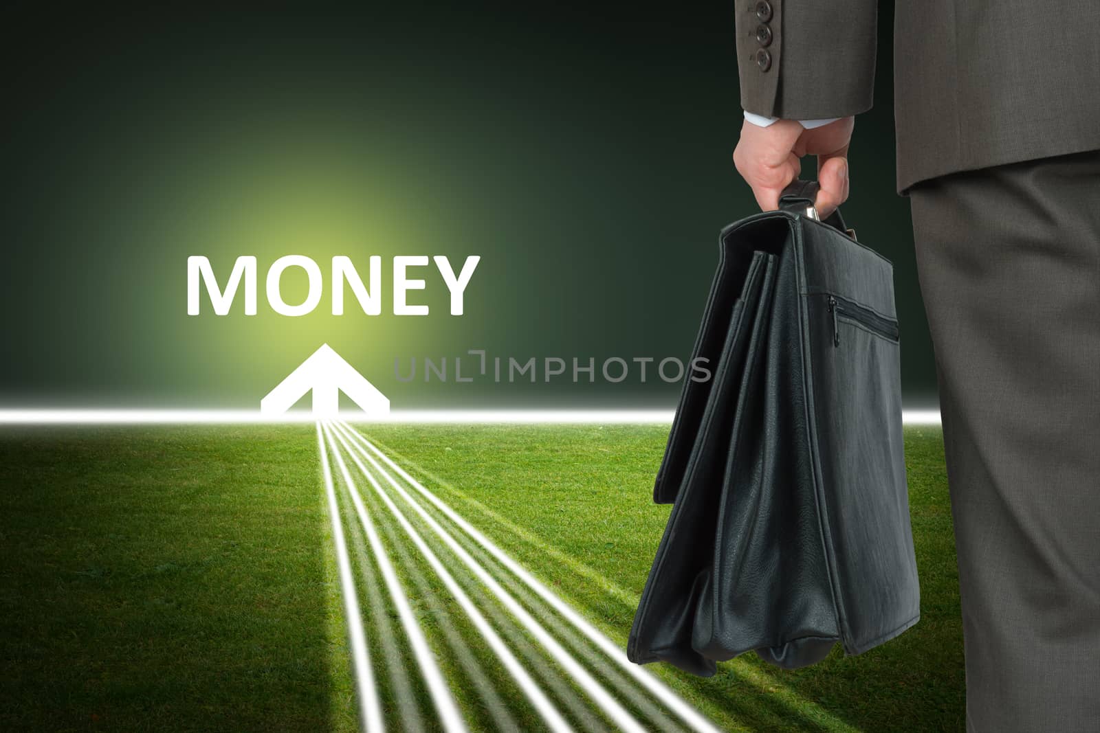 Businessman with case and word money by cherezoff