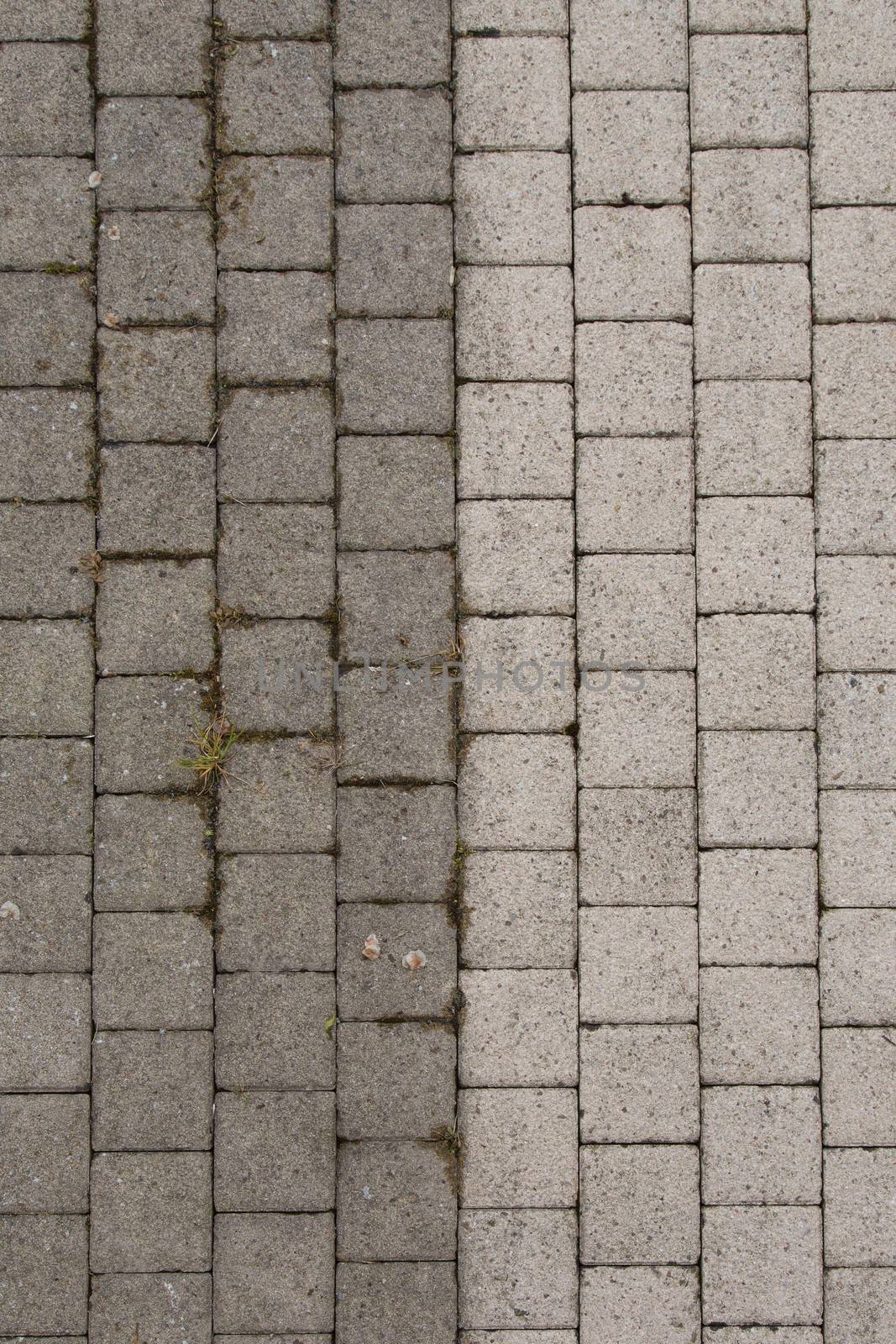 Outdoor floor cleaning with high pressure water jet