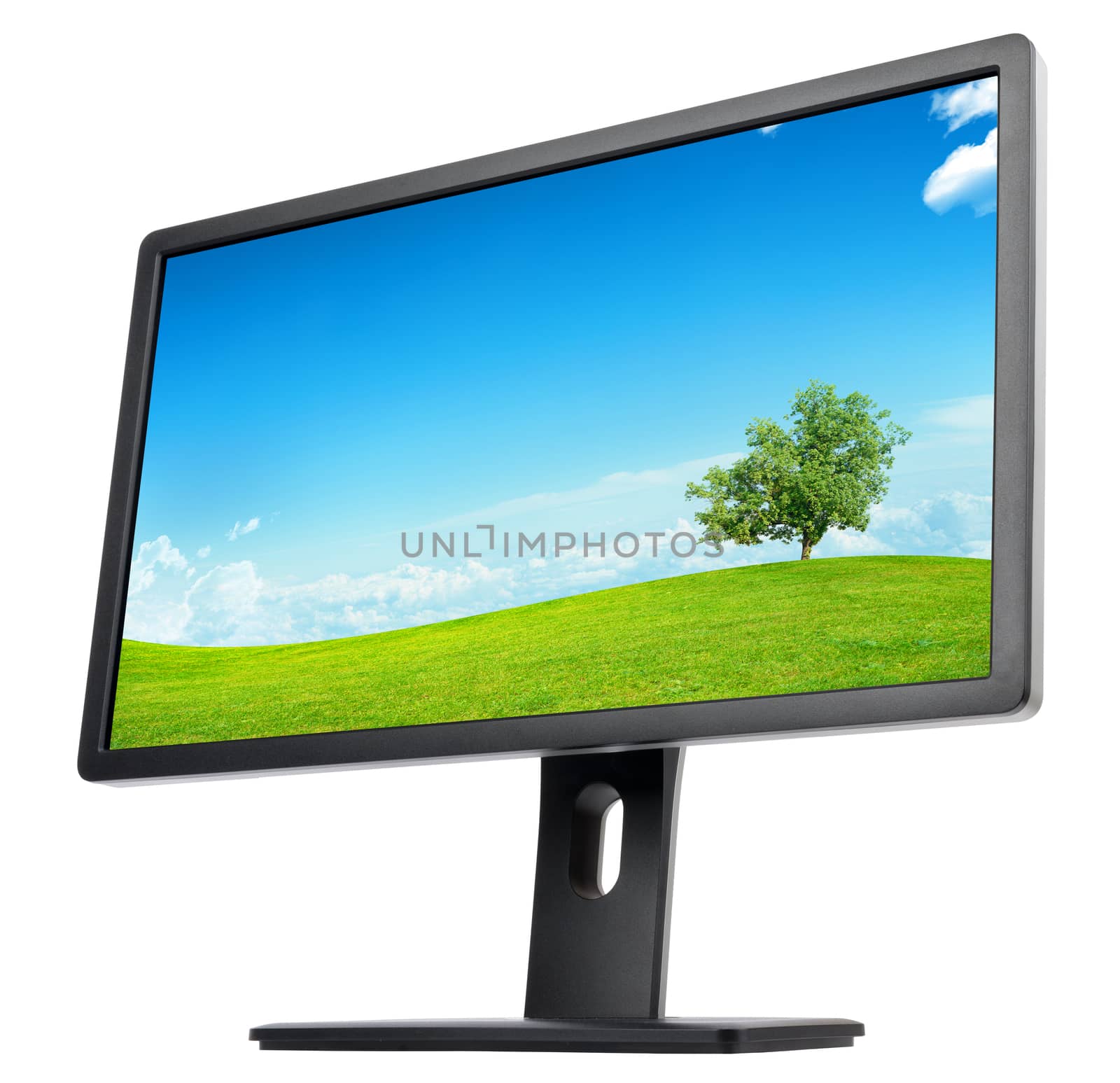 Monitor with landscape on screen by cherezoff