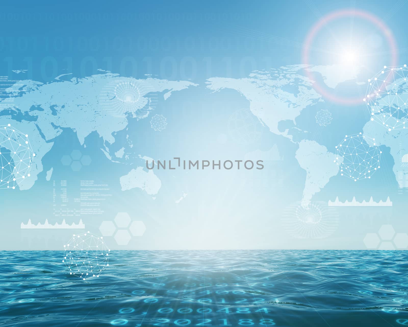Abstract background with sea and earth map by cherezoff
