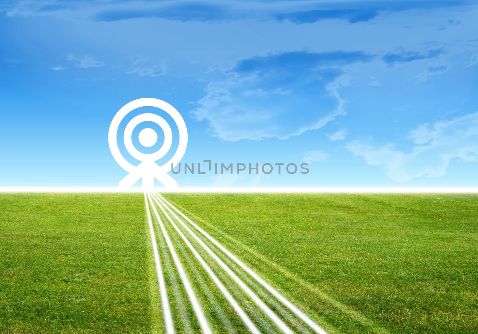 Abstract background with goal and blue sky by cherezoff