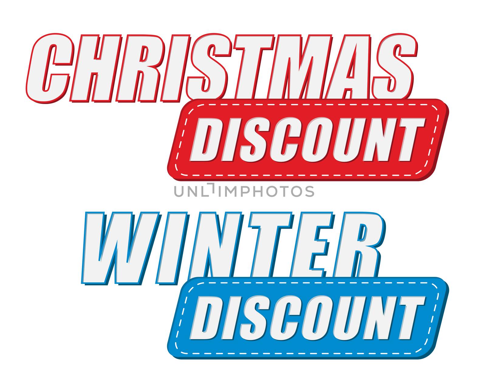 christmas and winter discount in two colors labels, flat design by marinini