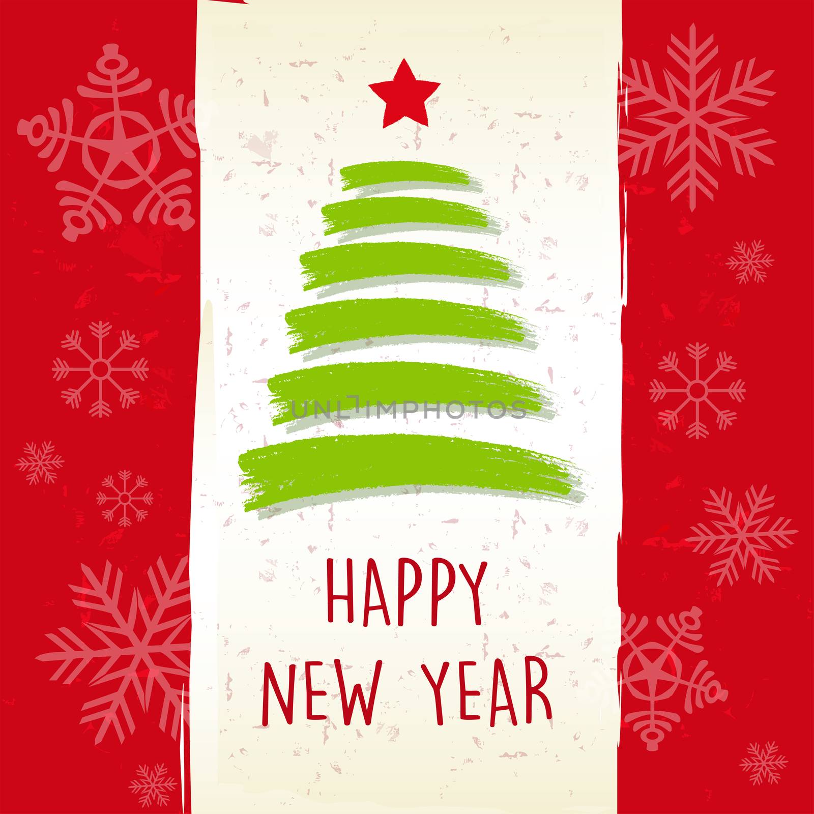 happy new year in retro beige frame, greeting card by marinini