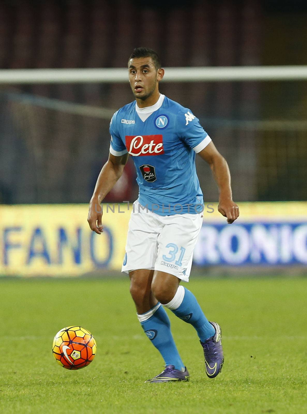 ITALY, Naples: Napoli beat Udinese 1-0 in their Serie A match at San Paolo stadium in Naples on November 8, 2015. Faouzi Ghoulam.