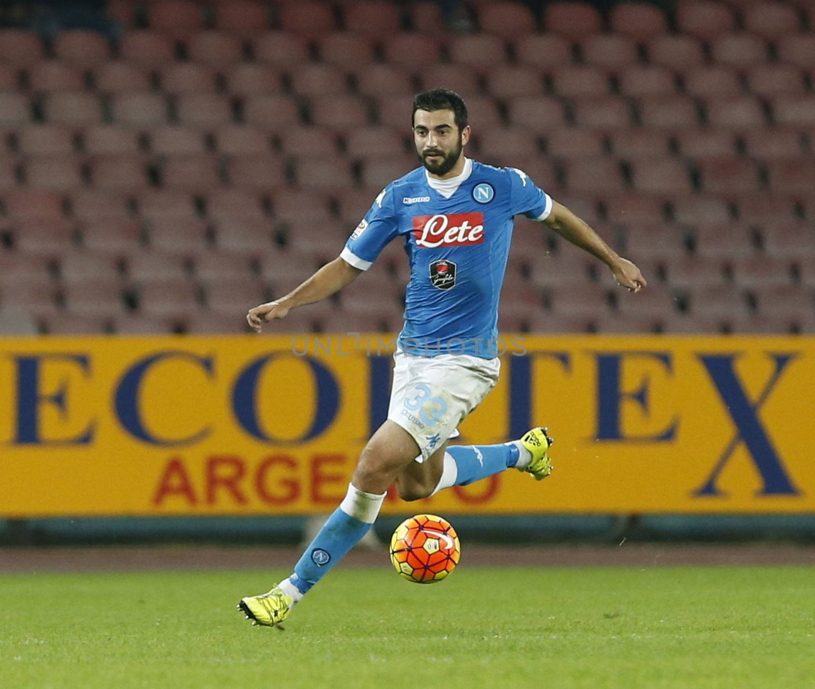 ITALY, Naples: Napoli beat Udinese 1-0 in their Serie A match at San Paolo stadium in Naples on November 8, 2015. Raul Albiol.