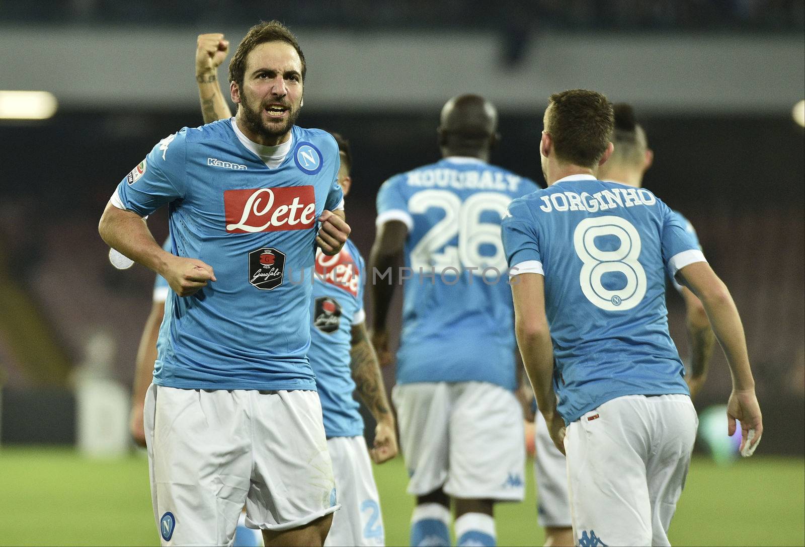ITALY, Naples: Napoli beat Udinese 1-0 in their Serie A match at San Paolo stadium in Naples on November 8, 2015. Gonzalo Higuain.