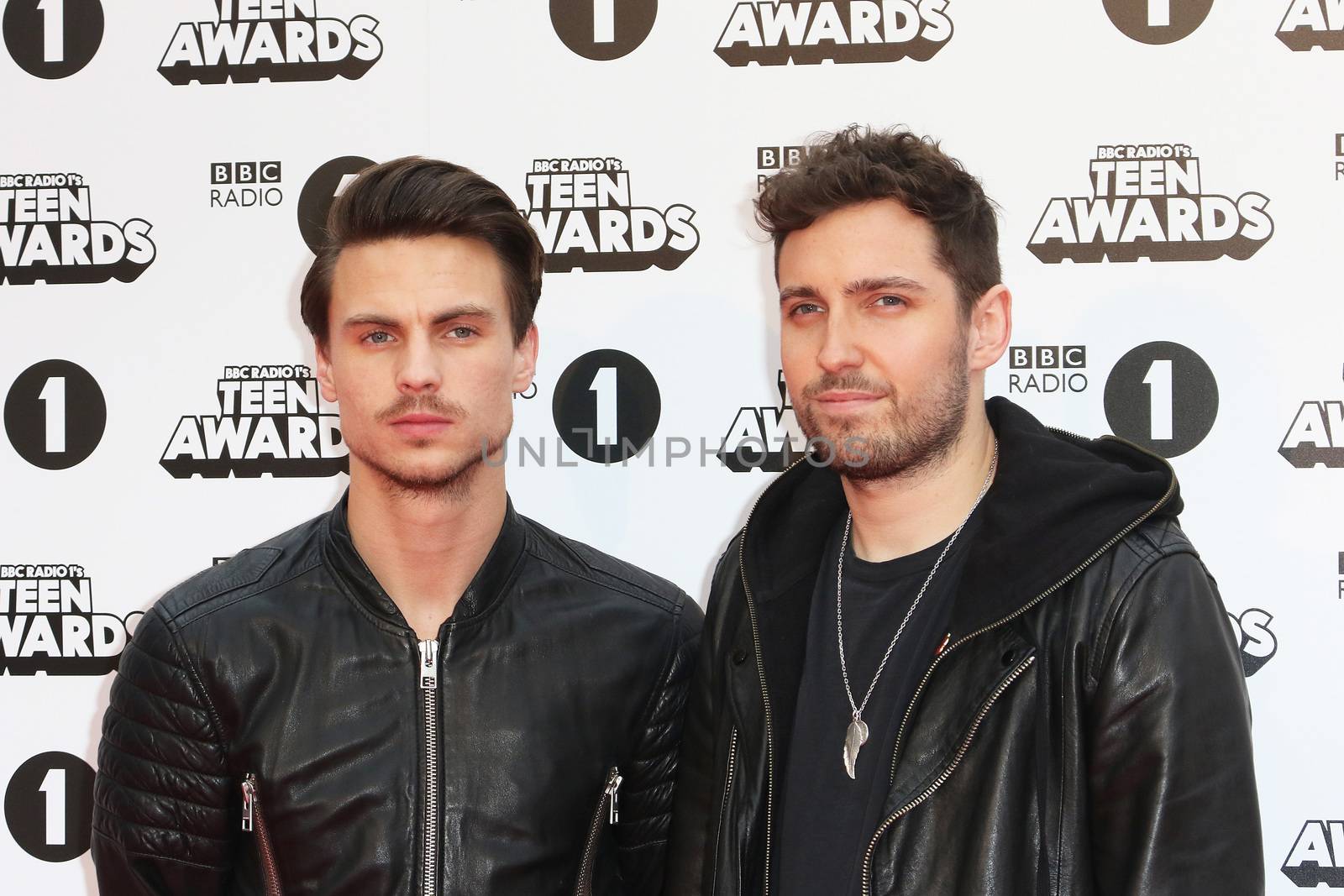 UNITED KINGDOM, London: Dan Flint (left) and Josh Franceschi of You Me At Six attend BBC Radio 1's Teen Awards at Wembley Arena in London on November 8, 2015. 