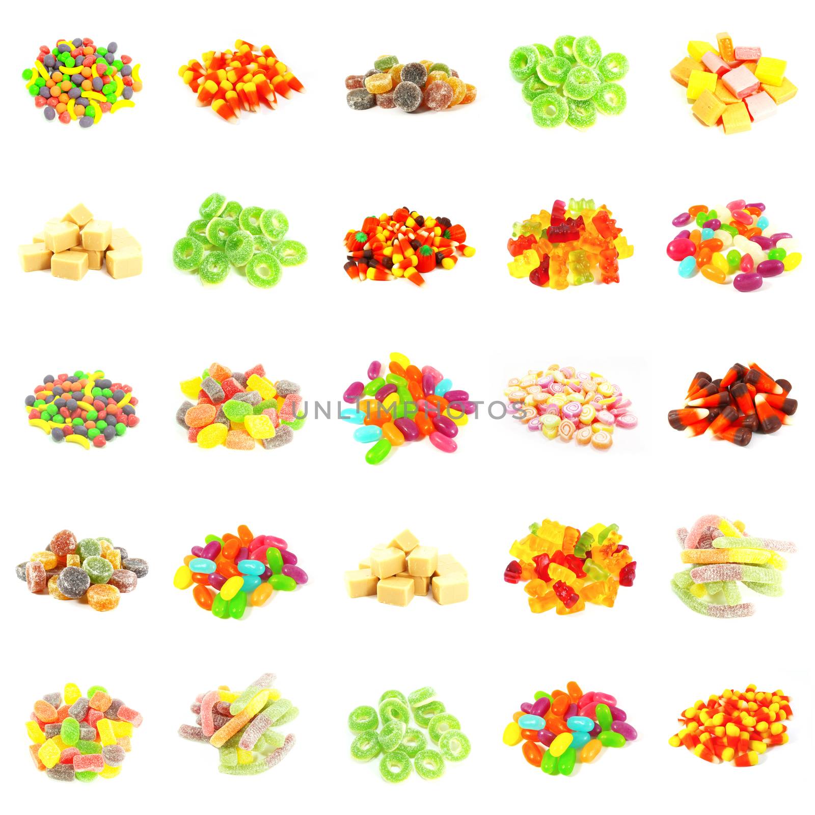 Background of Colorful Candy of Assorted Types Isolated