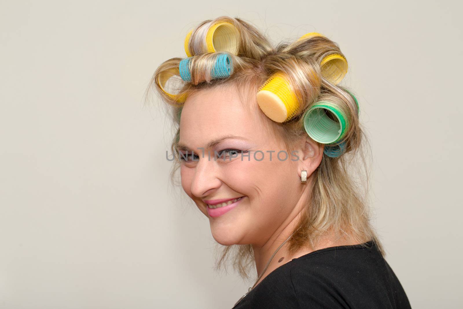 Woman with curler by artush