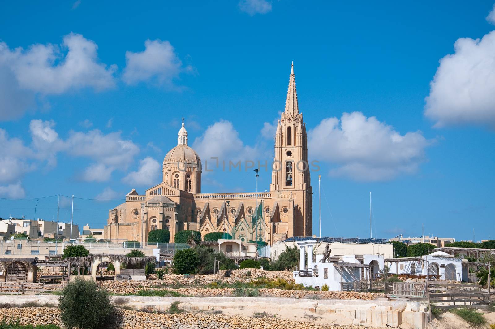 Church of the town of Mgarr on the island of Gozo, Malta by ferry
