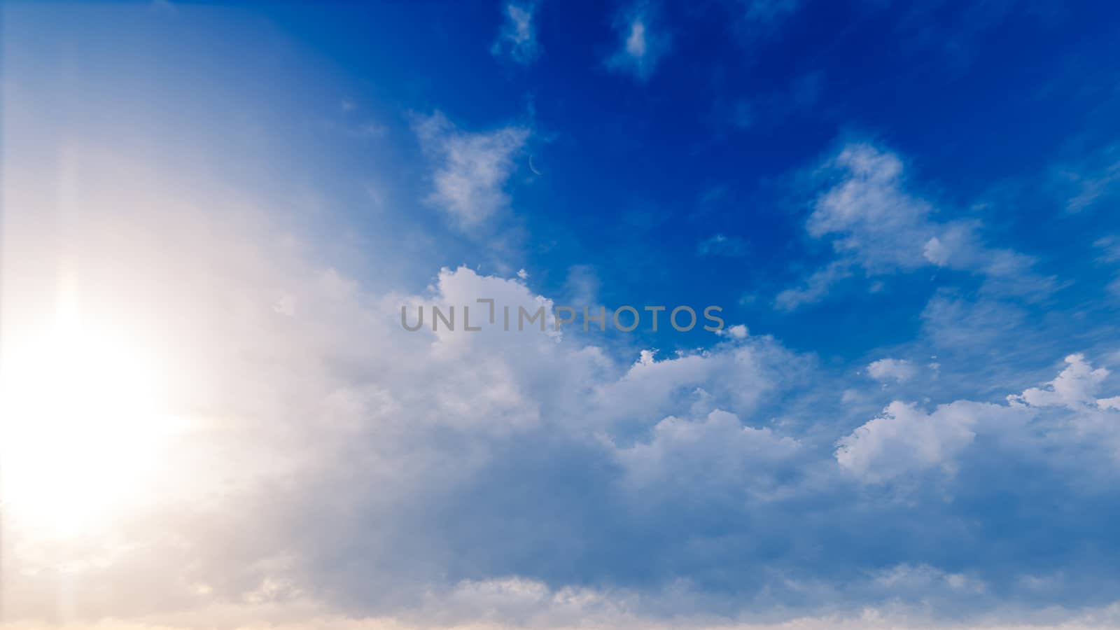 Cloudy blue sky abstract background, blue sky background with tiny clouds, 3d illustration