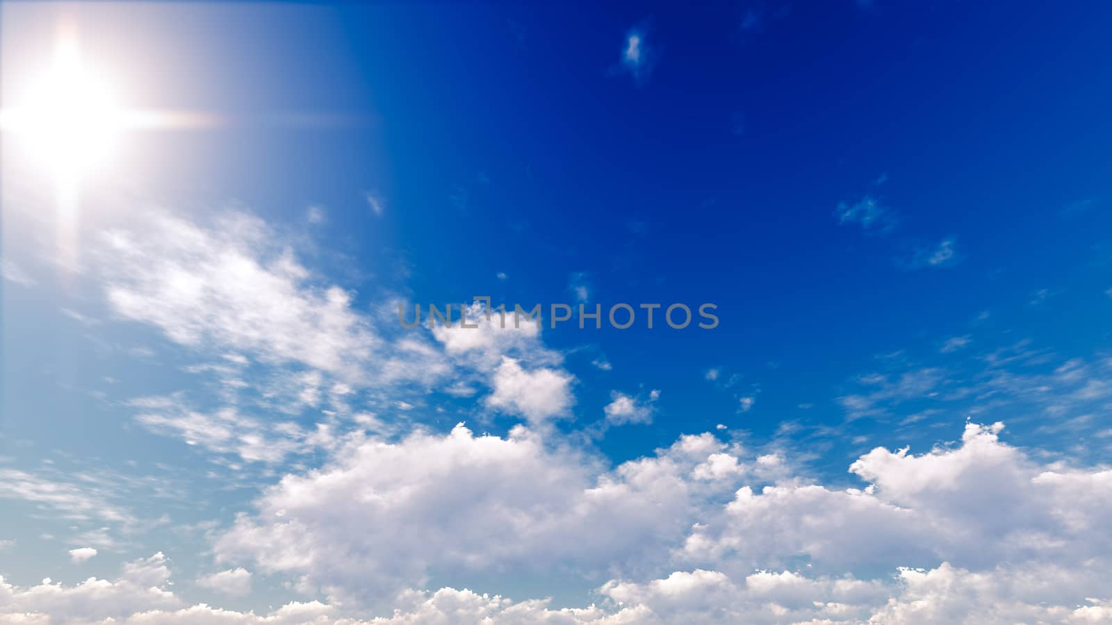 Cloudy blue sky abstract background, blue sky background with tiny clouds, 3d illustration