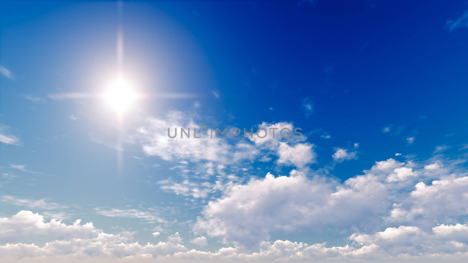 Cloudy blue sky abstract background, blue sky background with tiny clouds, 3d illustration