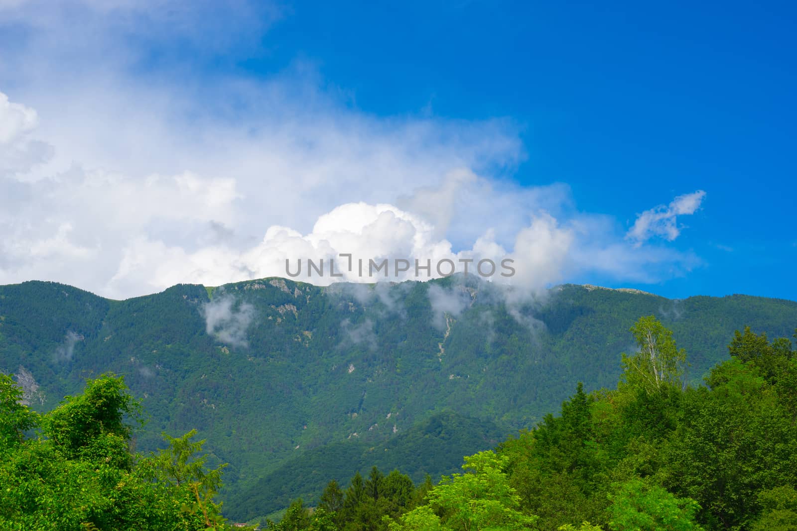 Alpine mountains and clouds