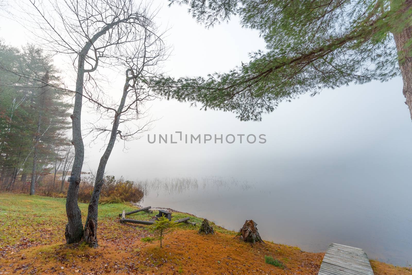 Still, cool air and warm lake water make for an early morning masking of the water in a near opaque fog show.