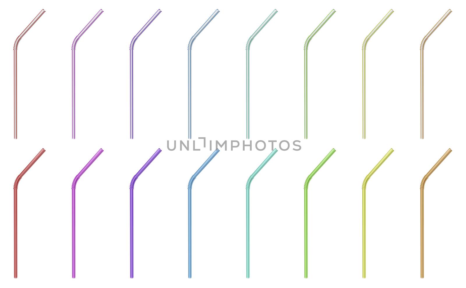 Drinking straws with different colors isolated on white background