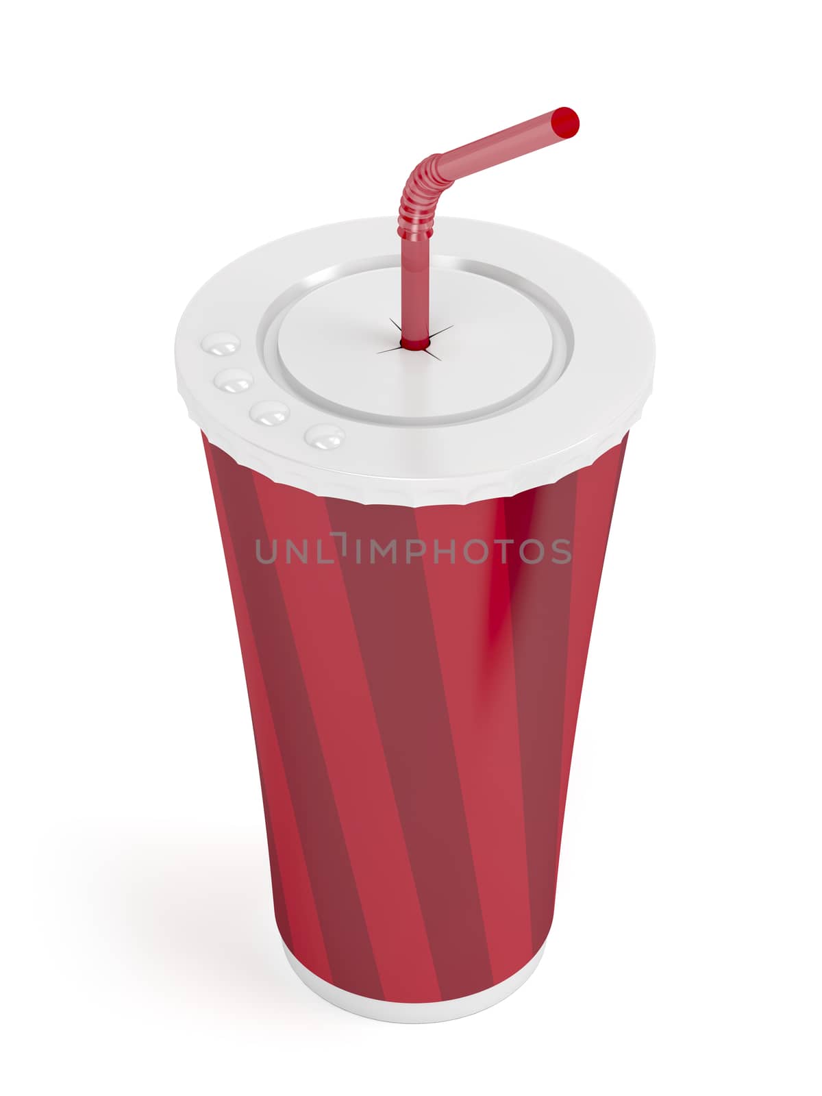 Fast food paper cup with red bendable straw