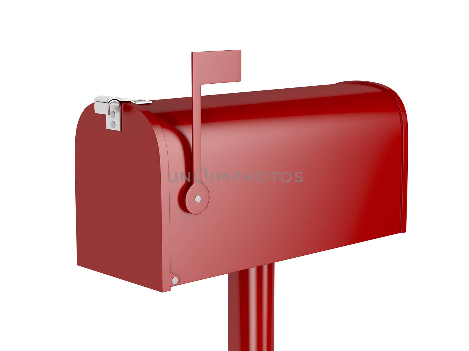 Red mailbox isolated on white