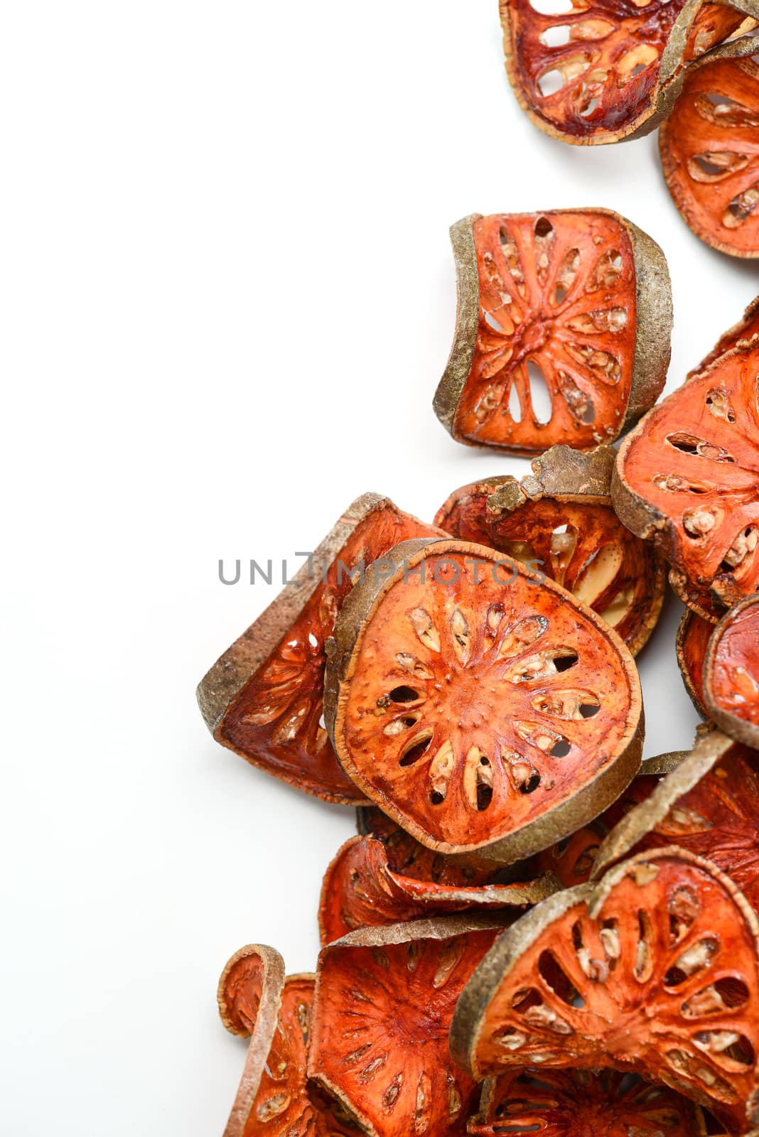 dried quince on white background