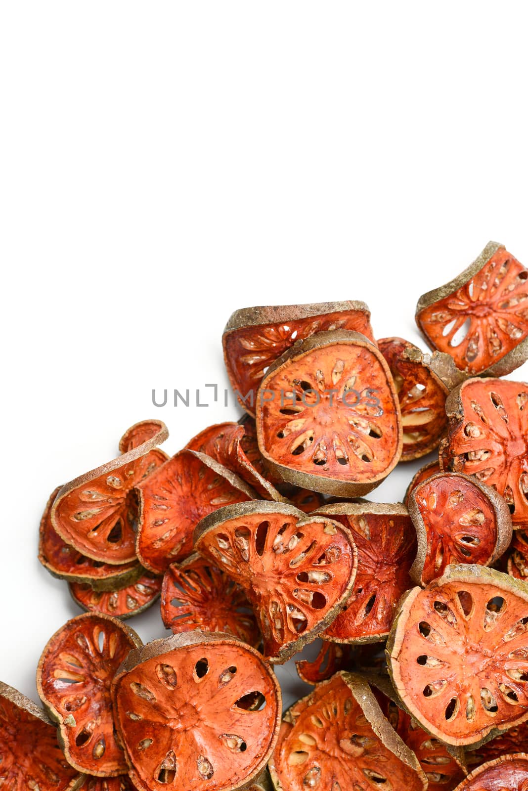 dried quince on white background