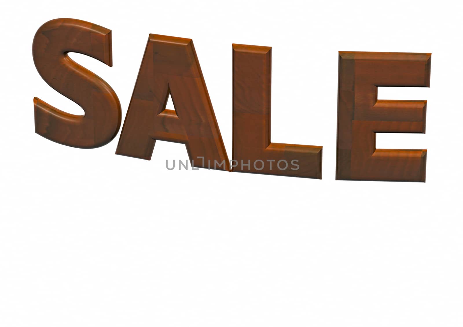 Glossy three-dimensional inscription Sale as a sign.