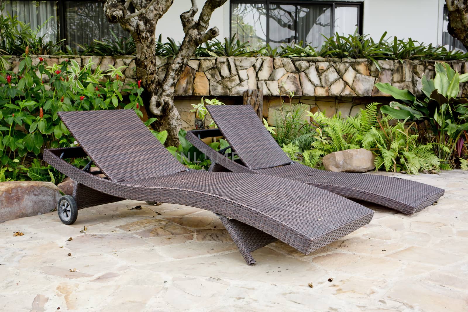 Two beach bench in resort